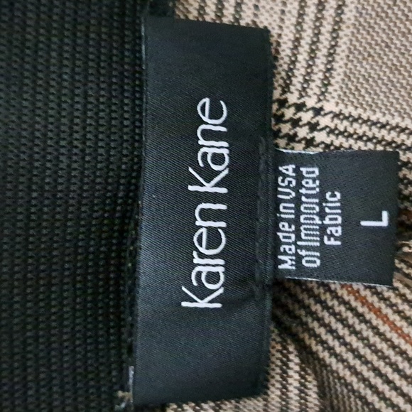 New Karen Kane Linz Shop Plaid Cropped Pants In Sandstone - Picture 7 of 9